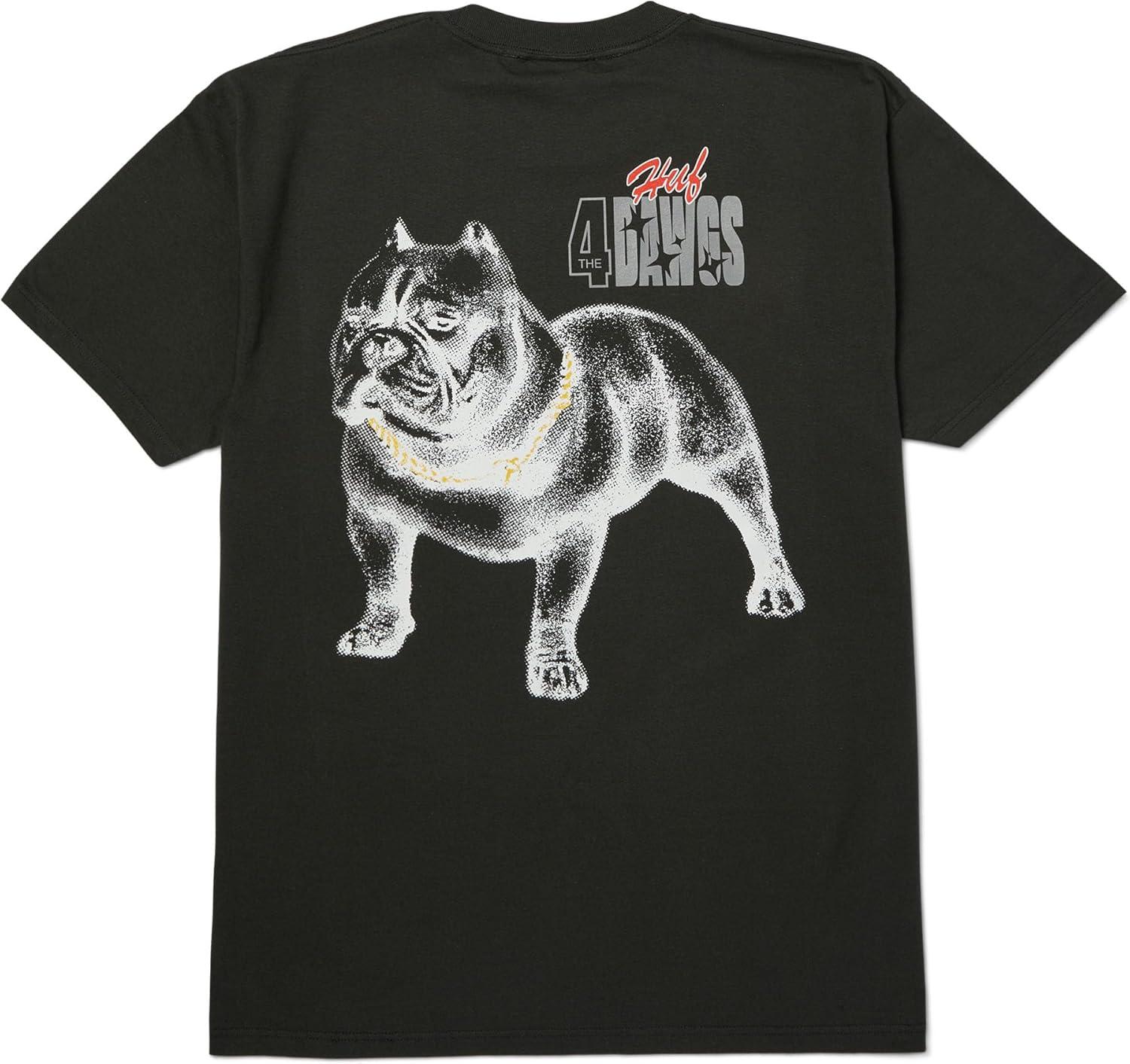 imageHUF 4 The Dawgs Short Sleeve Tee Mens TShirt Streetwear Oversized Graphic TeeVintage Black