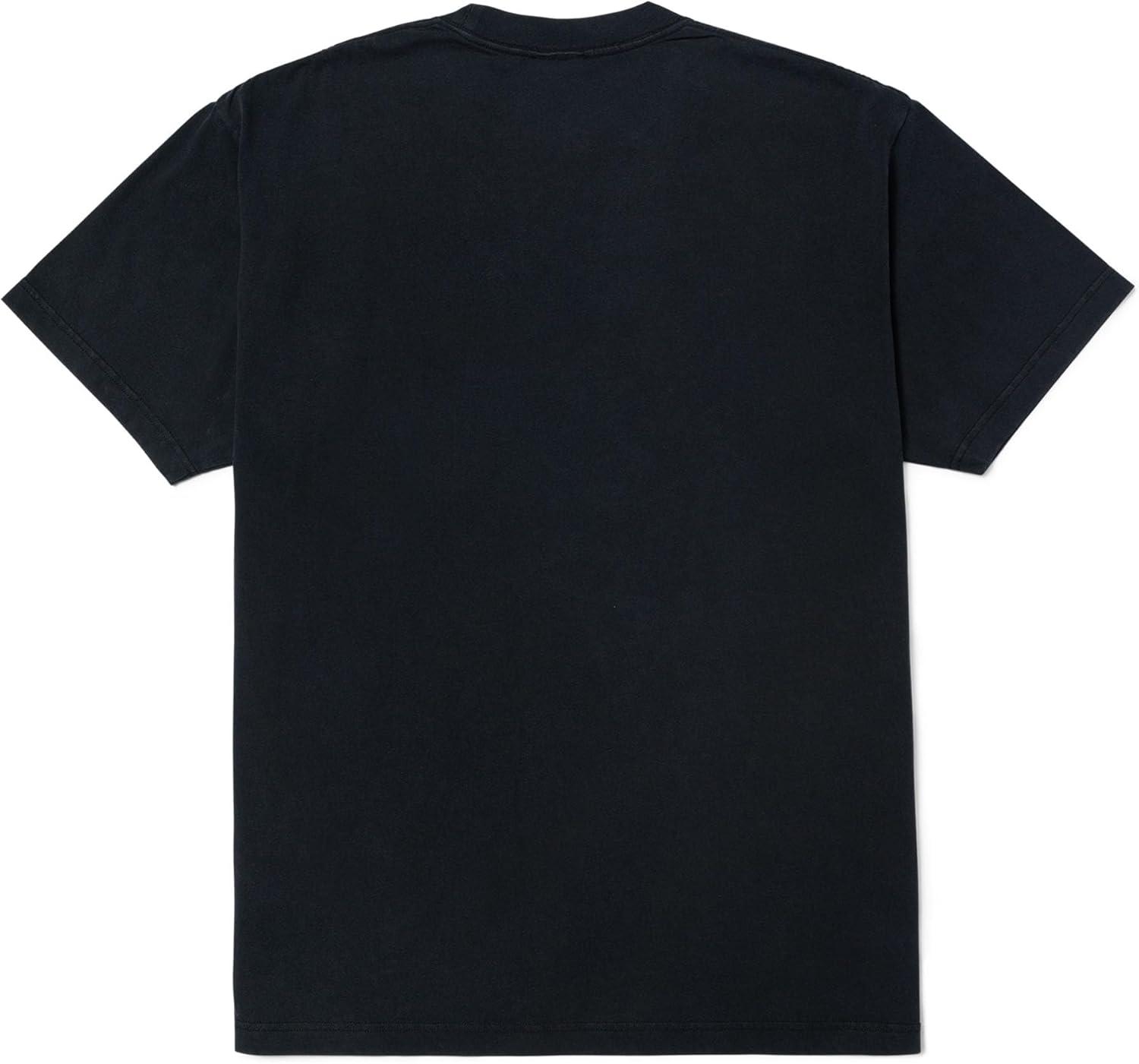 imageHUF Apollo Washed Tee Mens Pigment Dyed Short Sleeve TShirt with Embroidered Chest Art Regular Fit Streetwear ShirtWashed Black