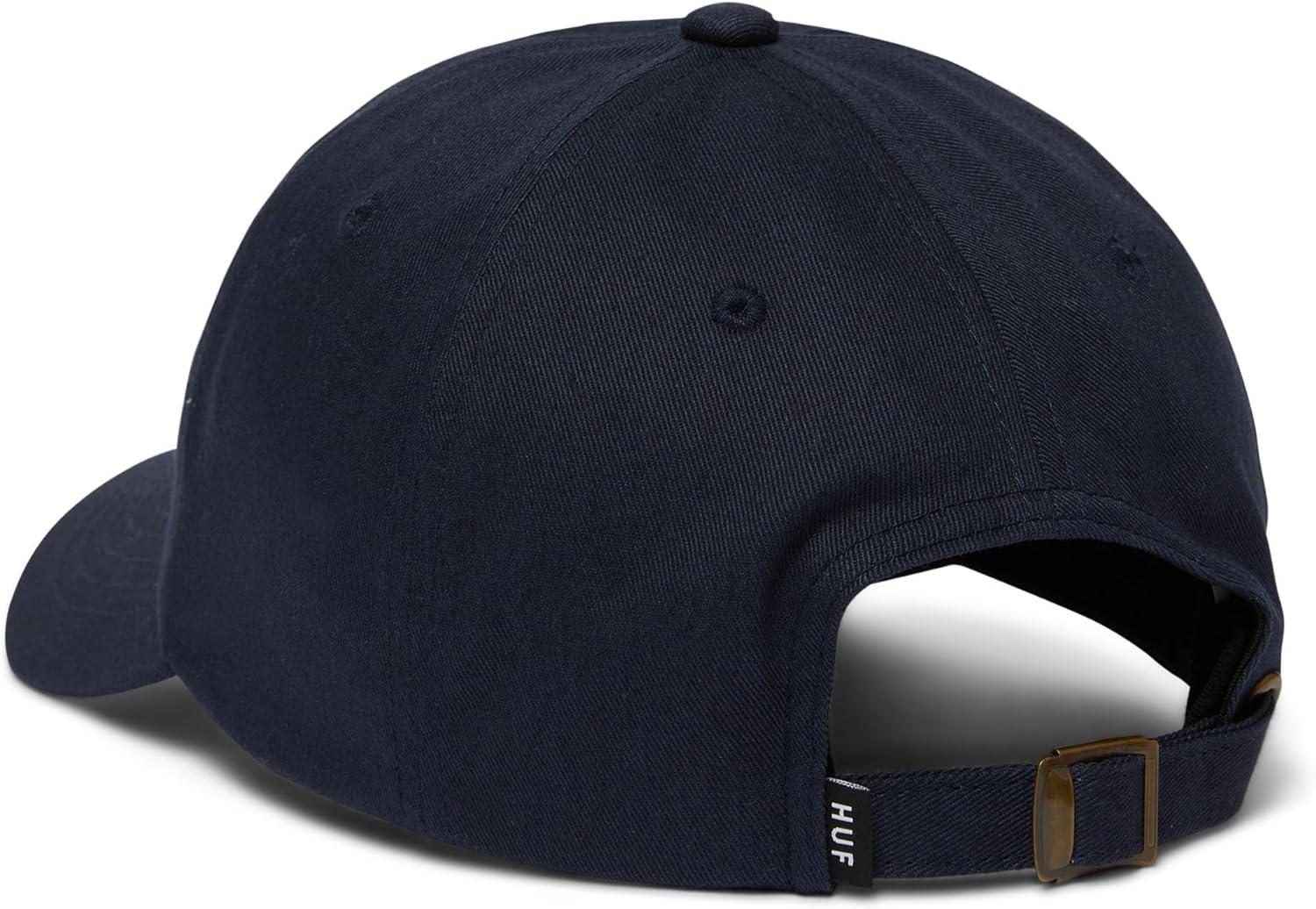 imageHUF Atelier Crest Curved Visor Hat 6Panel Cotton Dad Hat for Men with Embroidered Front Adjustable Strapback CapNavy