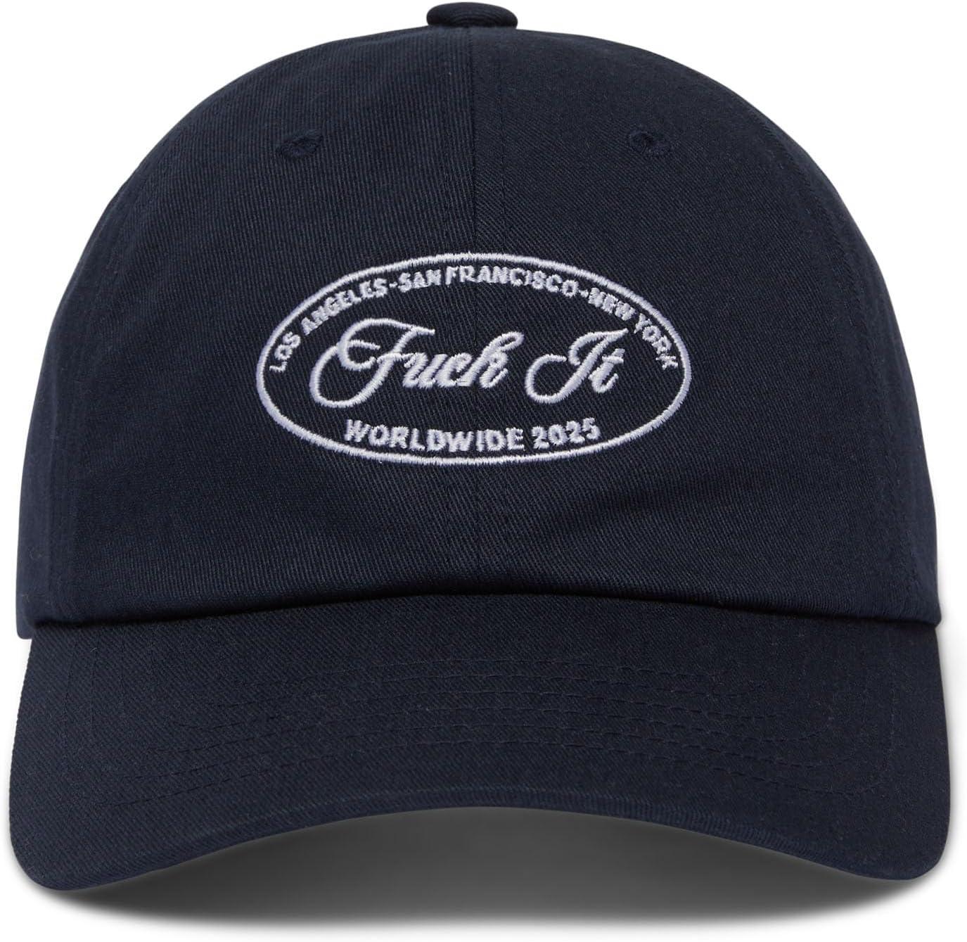 imageHUF Atelier Crest Curved Visor Hat 6Panel Cotton Dad Hat for Men with Embroidered Front Adjustable Strapback CapNavy