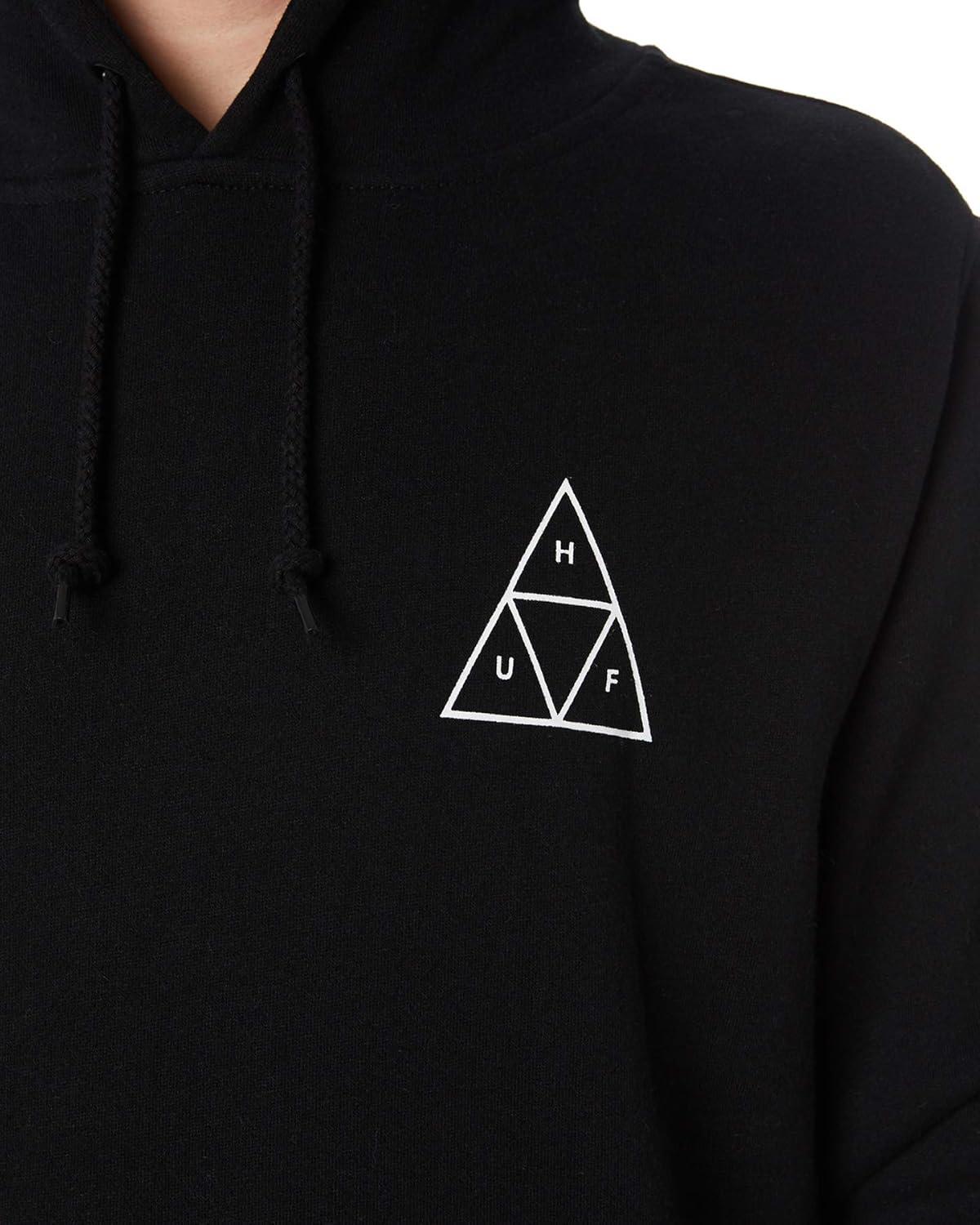 imageHUF Essentials Triple Triangle Mens Sweatshirt Cozy Cotton Poly Pullover HoodieBlack