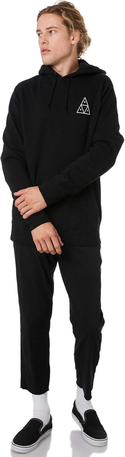 imageHUF Essentials Triple Triangle Mens Sweatshirt Cozy Cotton Poly Pullover HoodieBlack