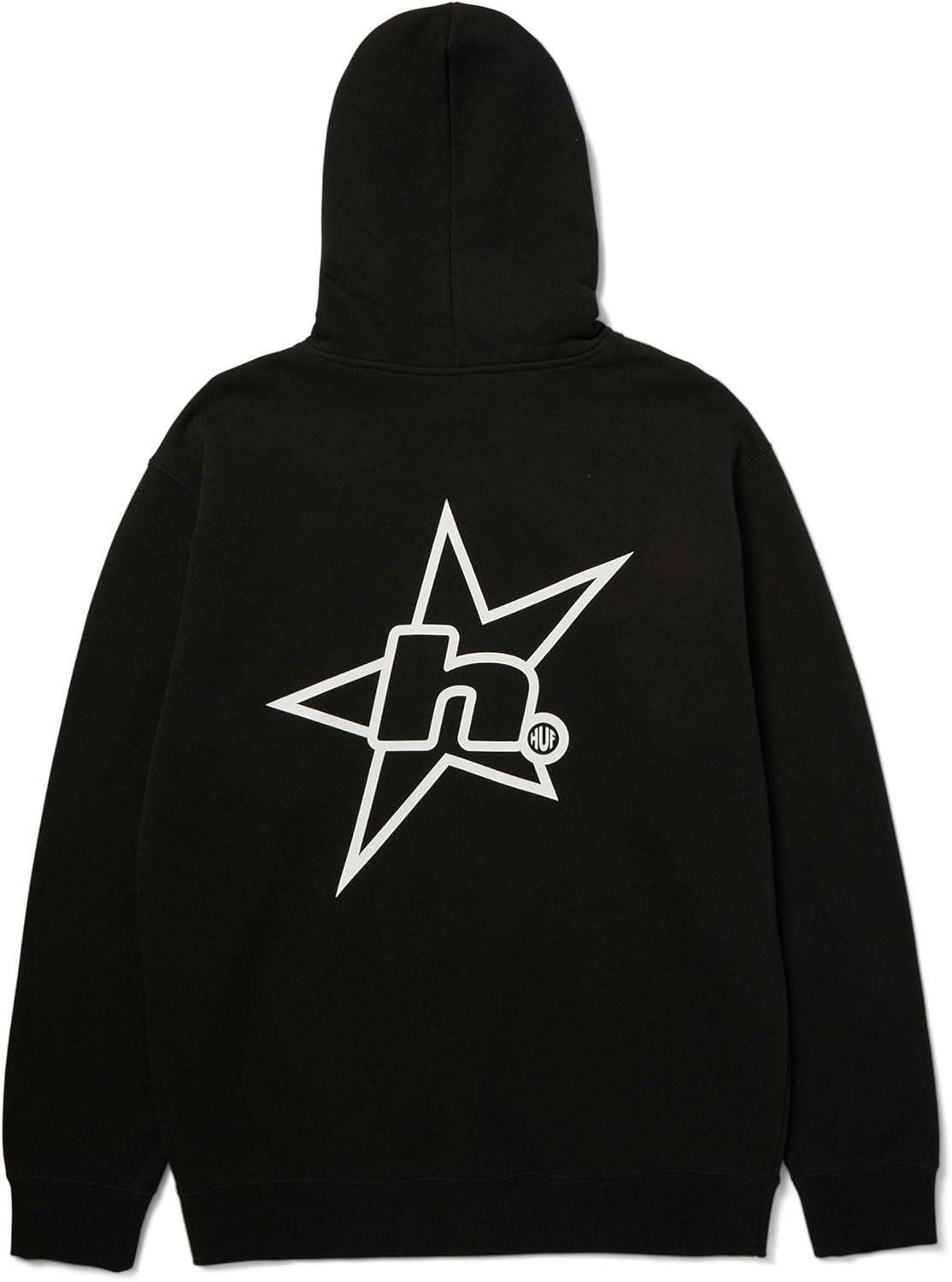 imageHUF H Star Logo PO Hoodie Comfortable Pullover Hoodie for Men Durable ampamp Stylish Sweatshirt for Casual Wear ampamp StreetwearBlack