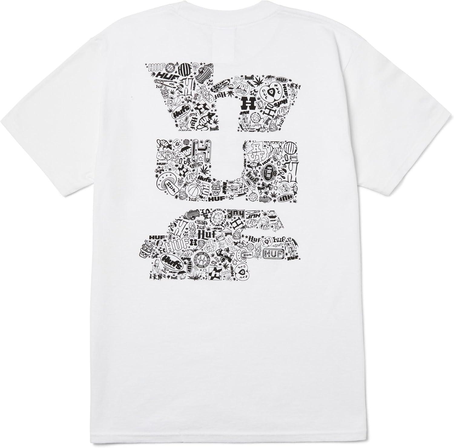 imageHUF METABLAST Short Sleeve Tee Mens Graphic TShirt Cotton Crewneck with Front and Back Prints Fit Streetwear ShirtWhite