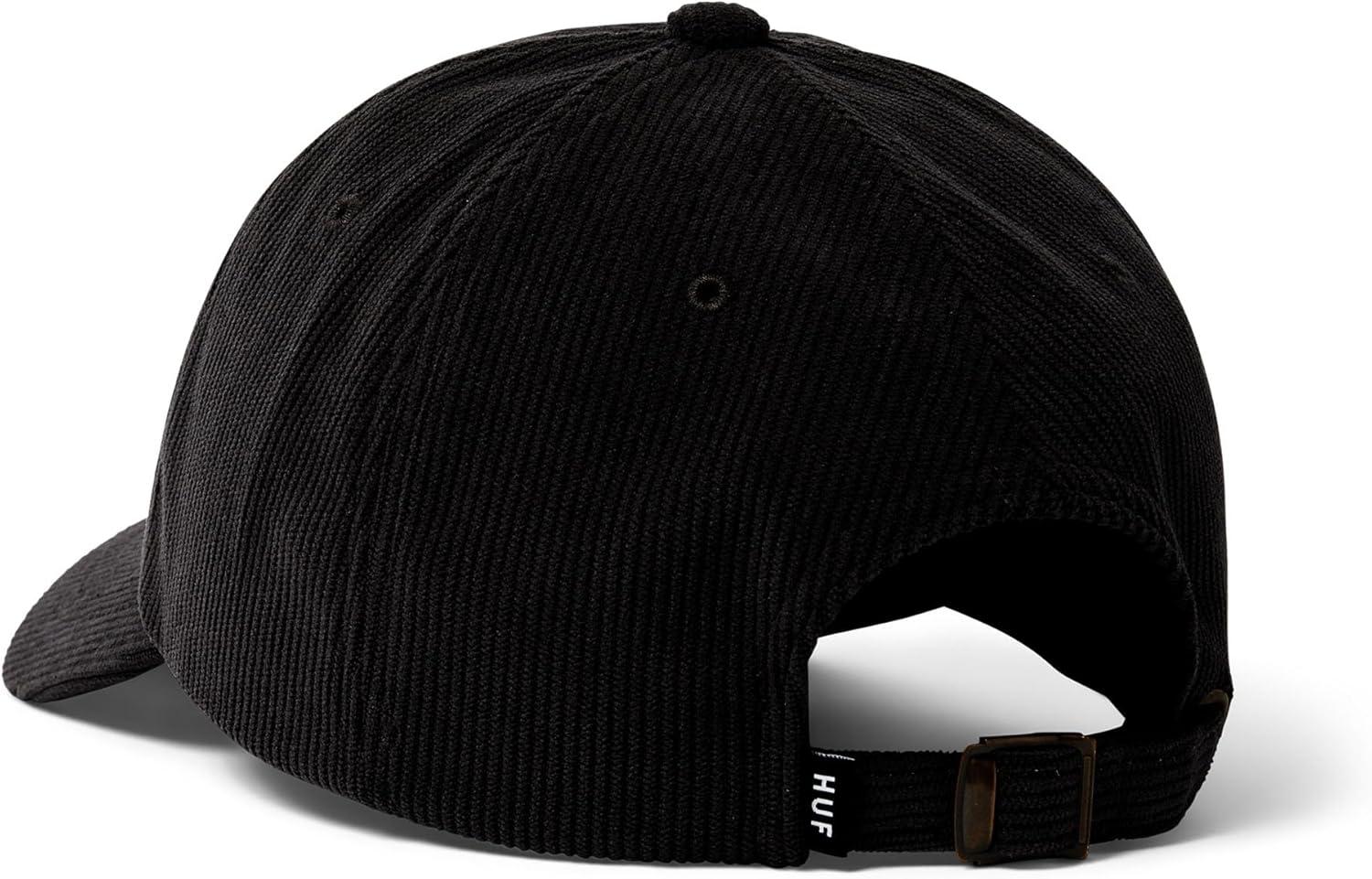 imageHUF OG Corduroy 6 Panel Curved Visor Hat Classic Adjustable Hat for Men Comfortable Streetwear CapBlack