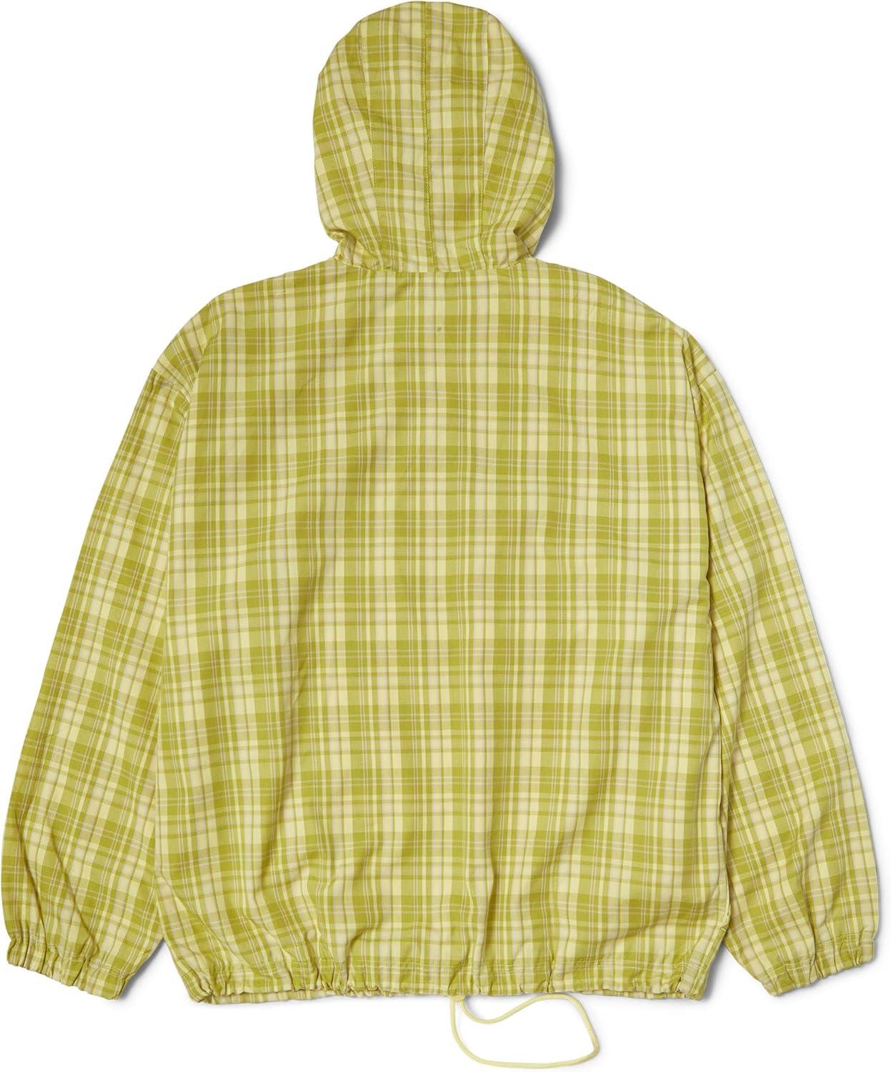 imageHUF Rivington Plaid Anorak Jacket Lightweight Cotton Pullover Jacket for Men with Quarter Zip and Front PocketTarragon