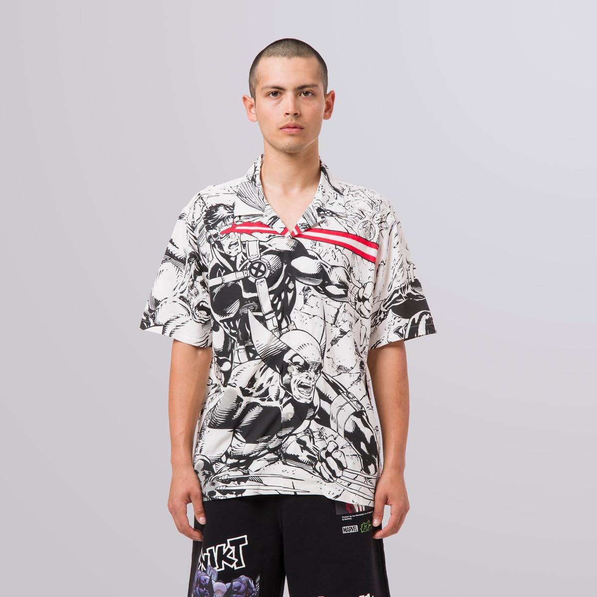imageHUF x Marvel XMen Resort Button Up Hawaiian ShirtWhite