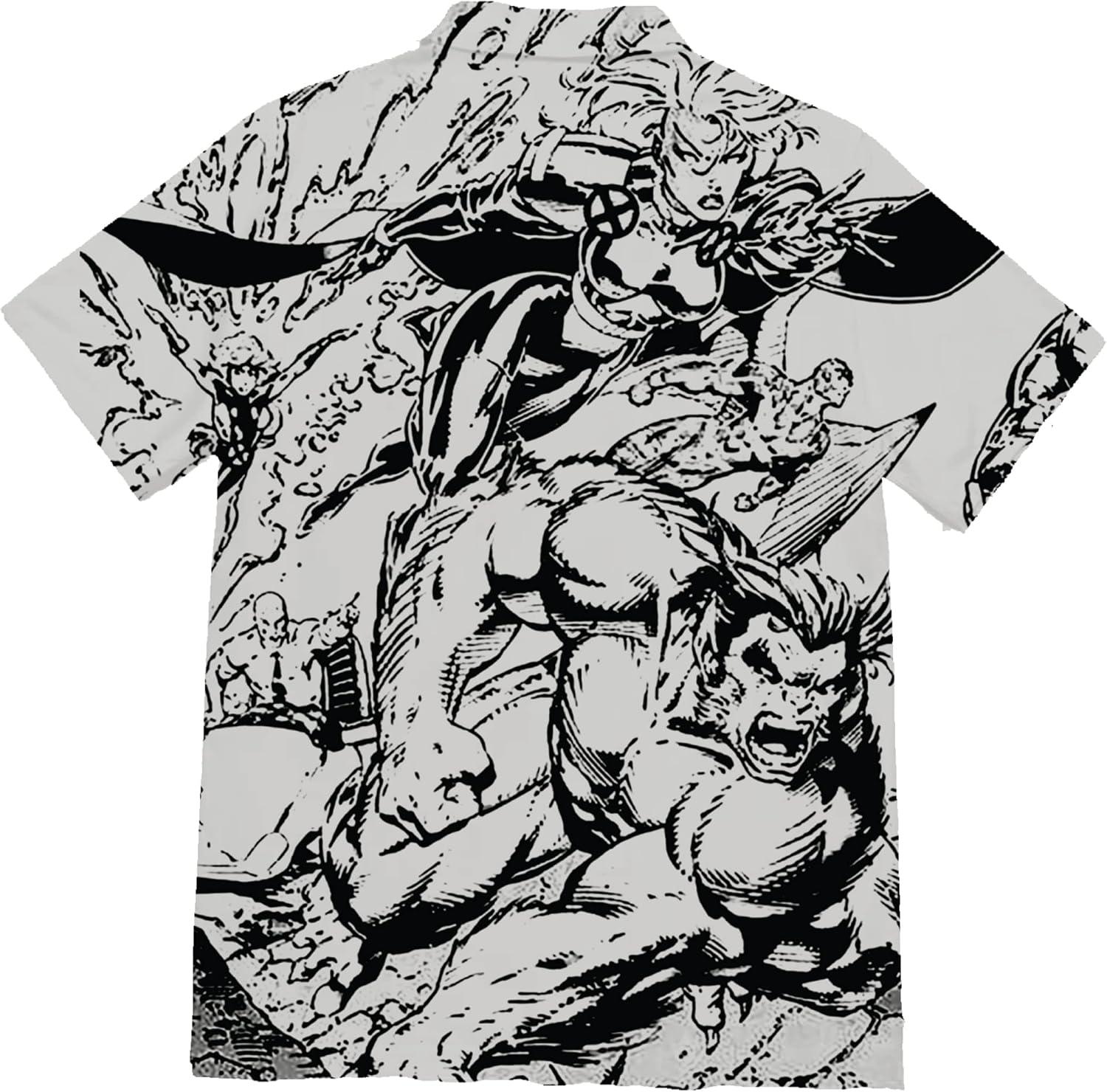 imageHUF x Marvel XMen Resort Button Up Hawaiian ShirtWhite