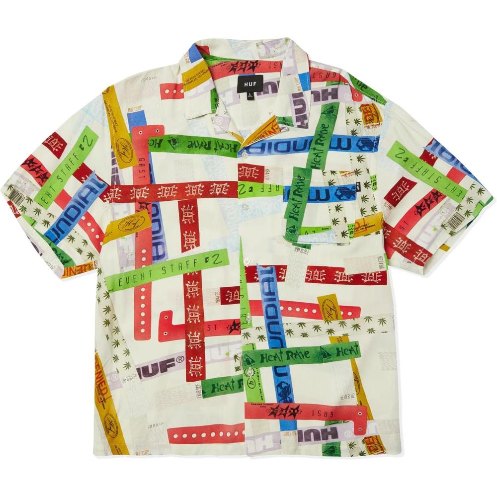 imageHUF Admission Resort Shirt Mens Hawaiian Shirt Short Sleeve Button Down Casual Streetwear Dress ShirtMulti