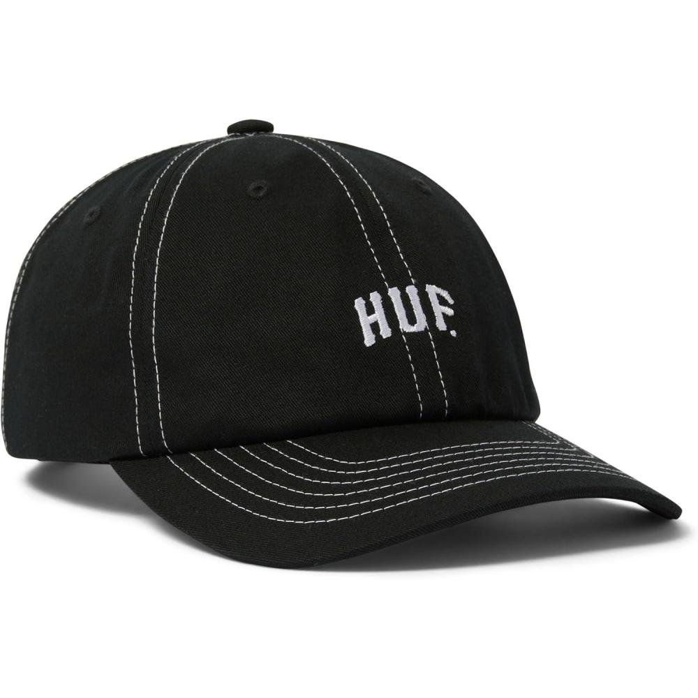 imageHUF Arch Logo 6 Panel Curved Visor Hat Stylish Adjustable Cap Comfortable Streetwear for MenBlack
