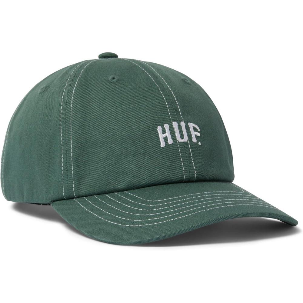 imageHUF Arch Logo 6 Panel Curved Visor Hat Stylish Adjustable Cap Comfortable Streetwear for MenForest Green