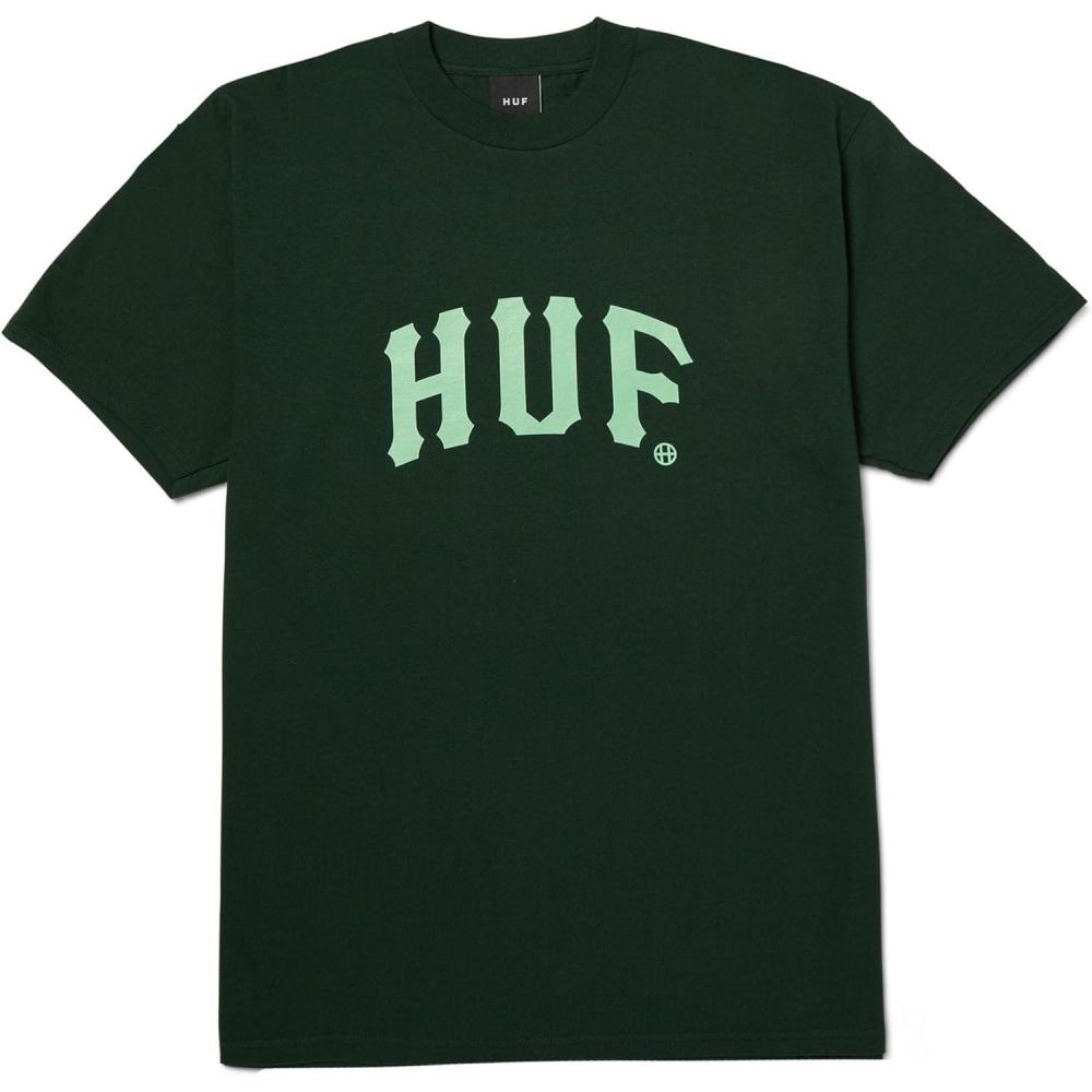 imageHUF Arch Short Sleeve Tee Mens TShirt Streetwear Oversized Graphic TeeForest Green