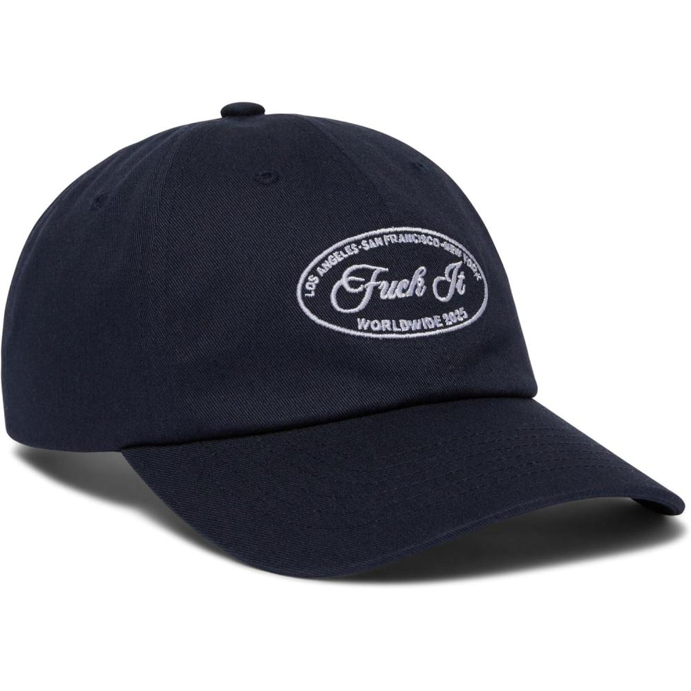 imageHUF Atelier Crest Curved Visor Hat 6Panel Cotton Dad Hat for Men with Embroidered Front Adjustable Strapback CapNavy