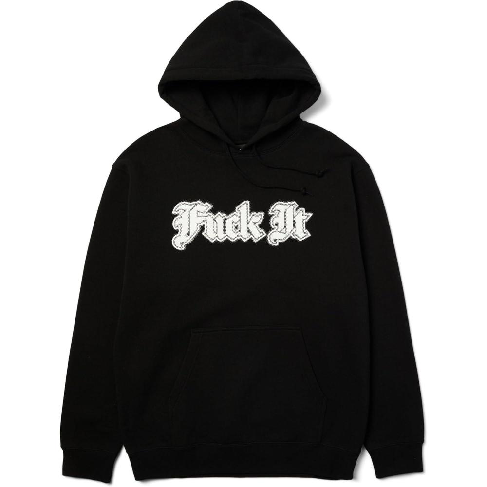 imageHUF IVES Pullover Hoodie Mens Graphic Hoodie with Front Print CottonBlend Fleece Sweatshirt with Kangaroo PocketBlack