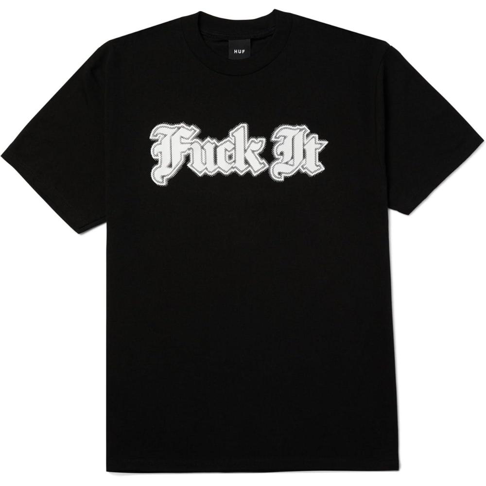 imageHUF IVES Short Sleeve Tee Mens Graphic TShirt 100 Cotton Crewneck with Center Chest Print Regular Fit StreetwearBlack