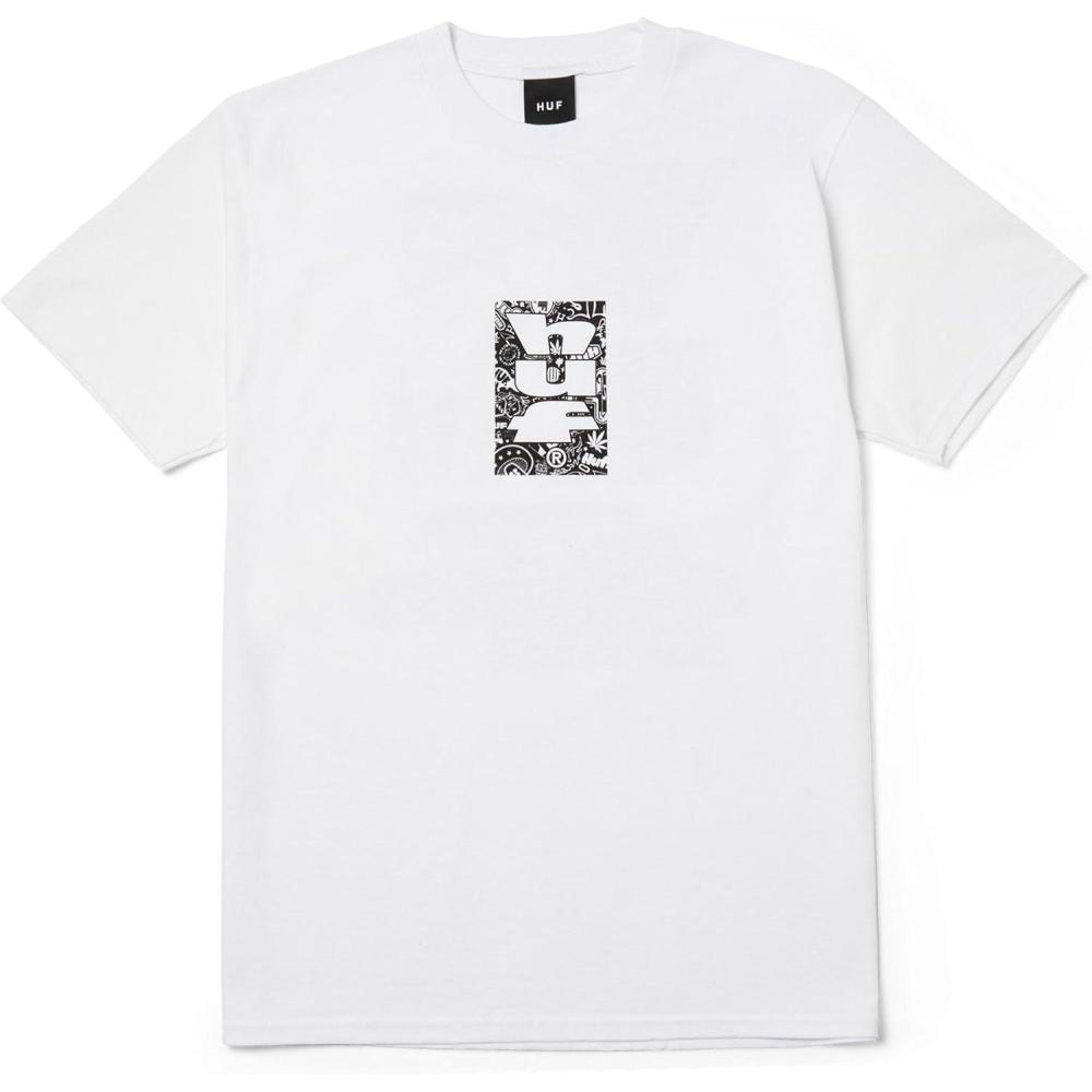 imageHUF METABLAST Short Sleeve Tee Mens Graphic TShirt Cotton Crewneck with Front and Back Prints Fit Streetwear ShirtWhite