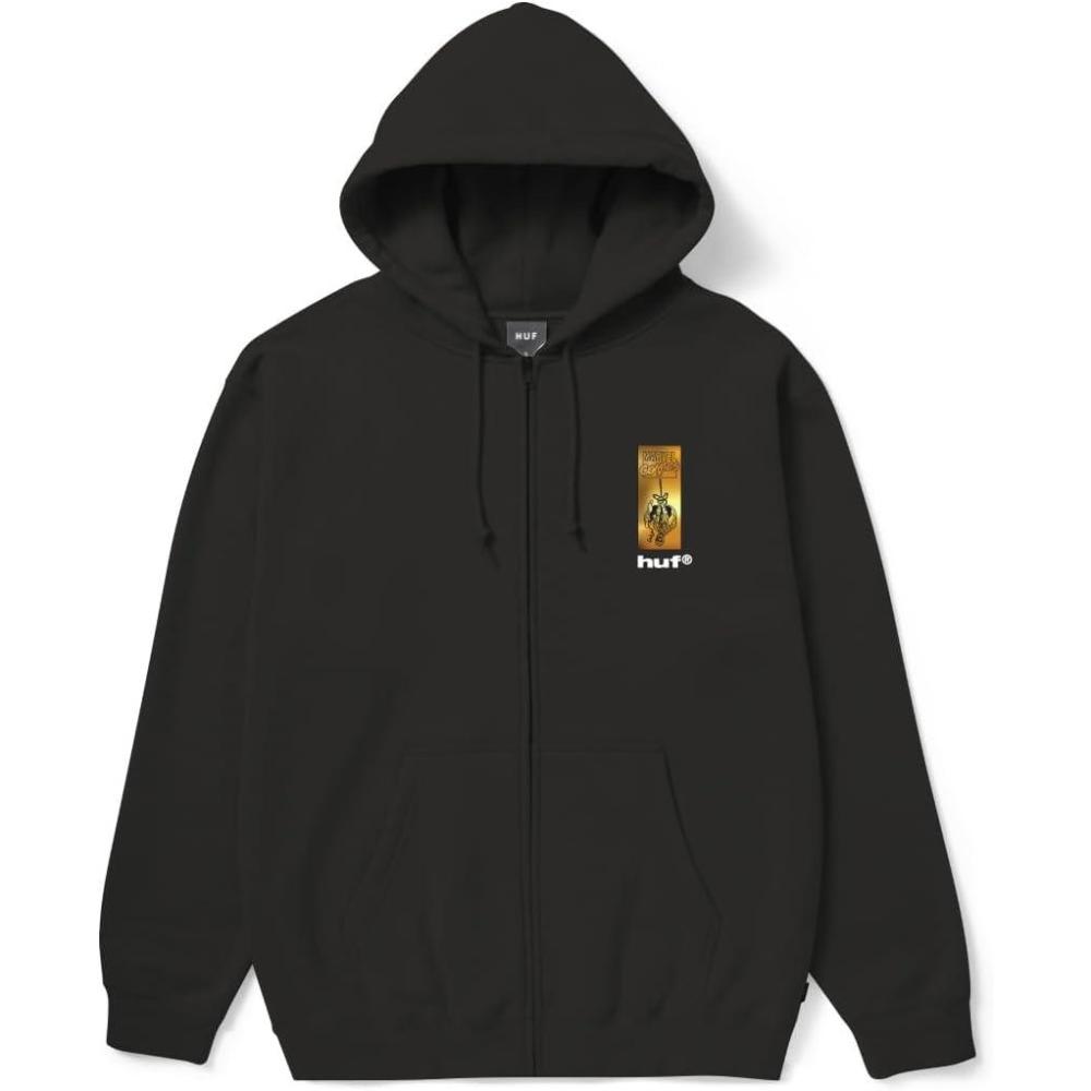 imageHUF Marvel SpiderMan Arachknight Hoodie for Men Graphic Zip Up Sweatshirt Streetwear Fleece Comic Back PrintBlack