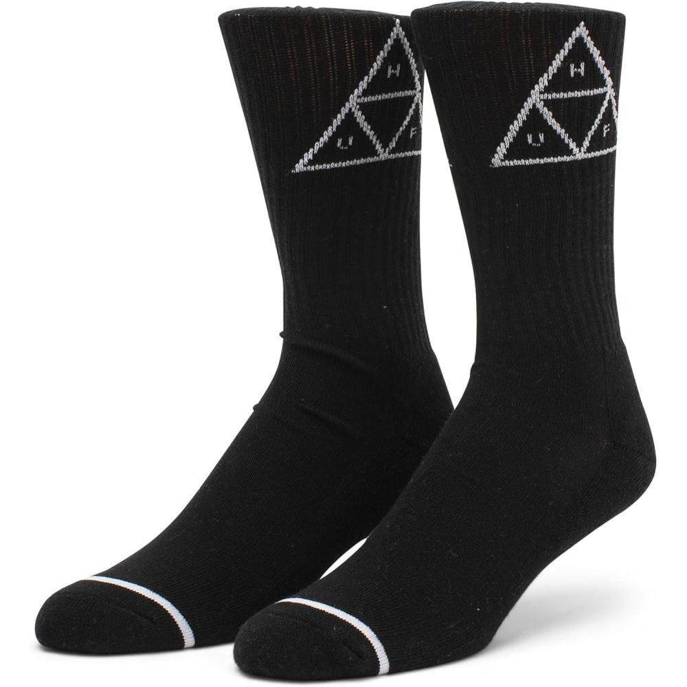 imageHUF Set Mens Crew Sock with Triple Triangle Logo CottonPoly BlendBlack