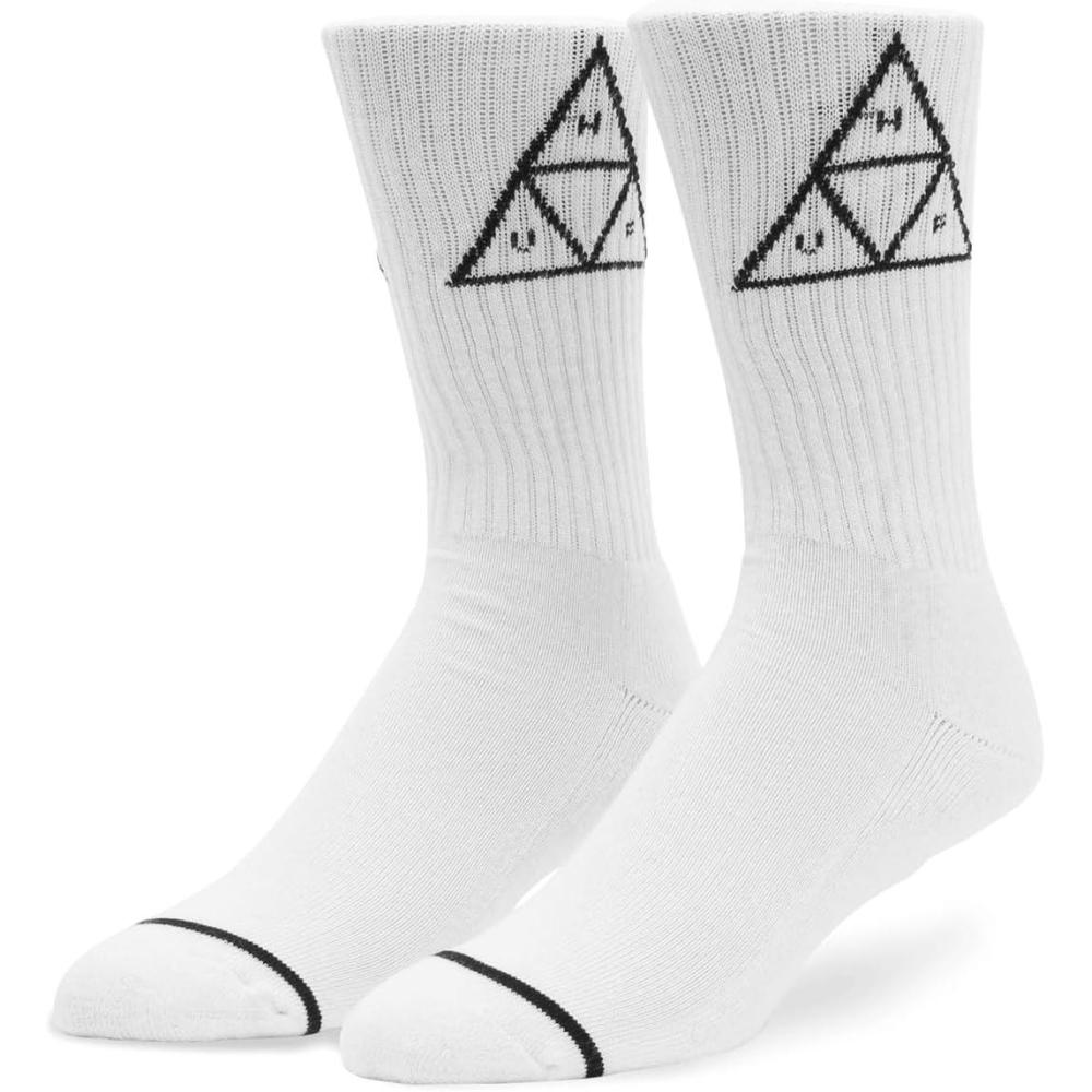 imageHUF Set Mens Crew Sock with Triple Triangle Logo CottonPoly BlendWhite
