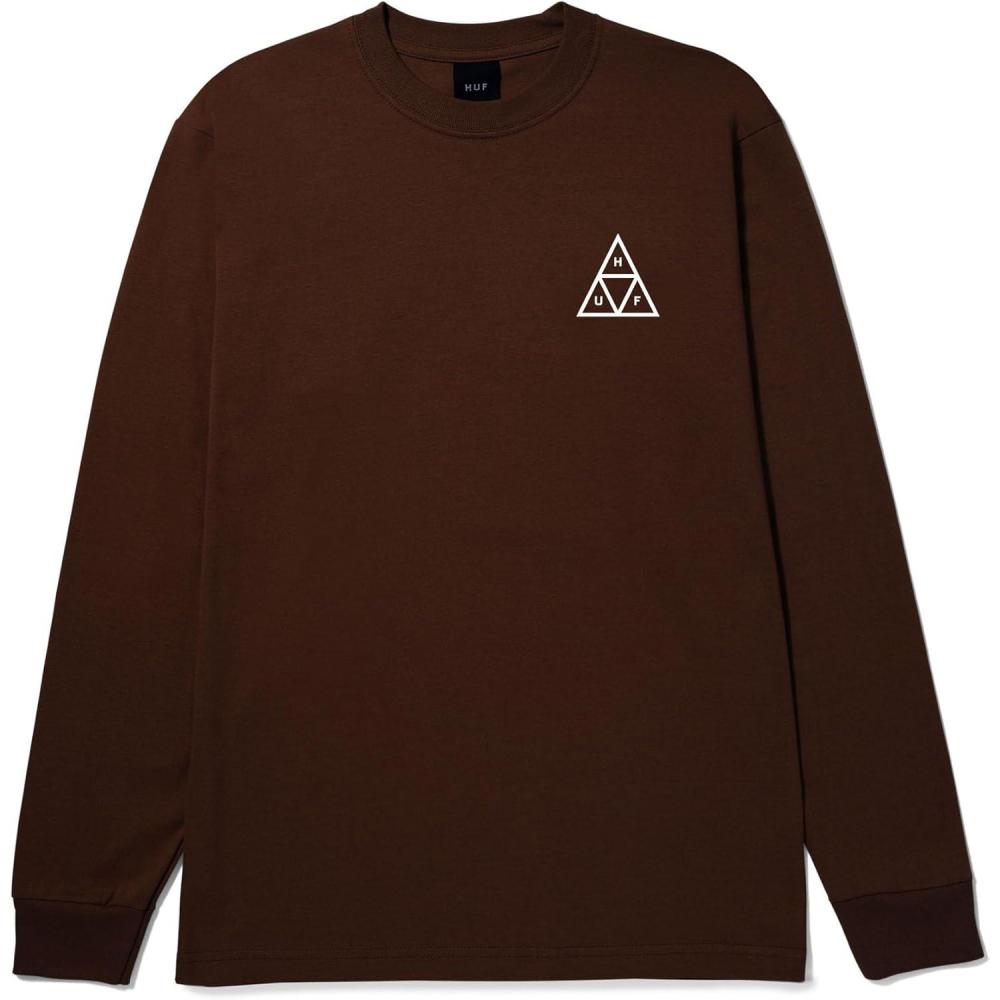 imageHUF Set Triple Triangle Long Sleeve TShirt 100 PreShrunk Cotton TShirtEspresso