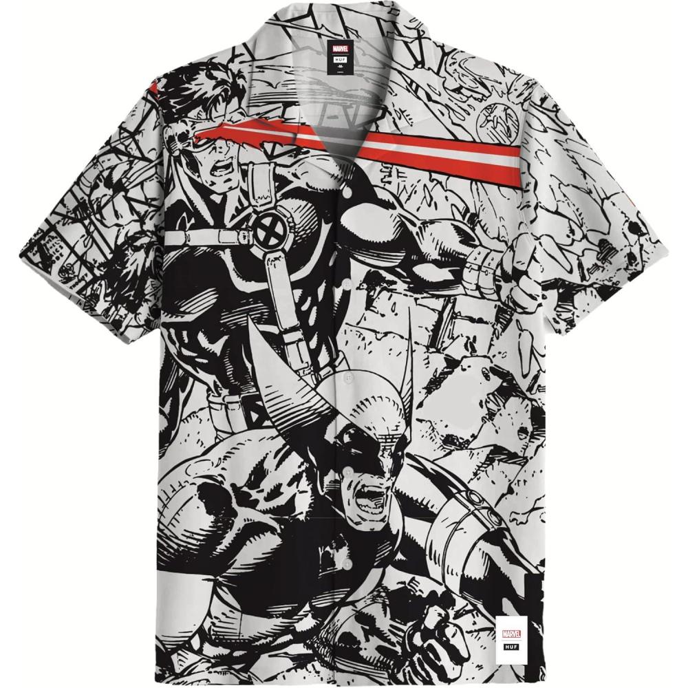 imageHUF x Marvel XMen Resort Button Up Hawaiian ShirtWhite
