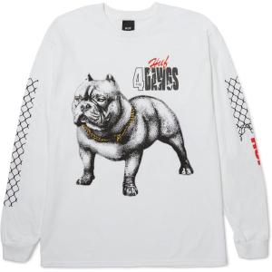 HUF 4 The Dawgs Long Sleeve Tee | Mens T-Shirt, Streetwear, Oversized, Graphic Tee(White)