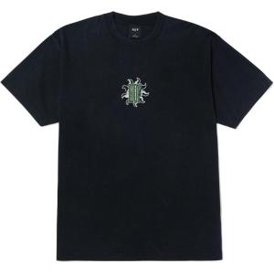HUF Apollo Washed Tee – Men’s Pigment Dyed Short Sleeve T-Shirt with Embroidered Chest Art, Regular Fit Streetwear Shirt(Washed Black)