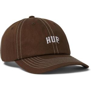 HUF Arch Logo 6 Panel Curved Visor Hat | Stylish Adjustable Cap, Comfortable Streetwear for Men(Bison)