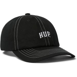 HUF Arch Logo 6 Panel Curved Visor Hat | Stylish Adjustable Cap, Comfortable Streetwear for Men(Black)