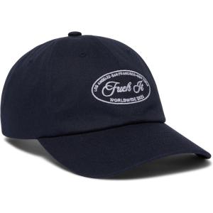 HUF Atelier Crest Curved Visor Hat – 6-Panel Cotton Dad Hat for Men with Embroidered Front, Adjustable Strapback Cap(Navy)