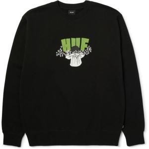 HUF Dazed Crewneck Sweatshirt for Men, Comfortable Streetwear for Skateboarding or Casual Wear(Black)