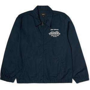 HUF Full Service Shop Jacket – Men’s Cotton Zip-Up Workwear Jacket with Printed Graphics and Stretch Cuffs(Navy)