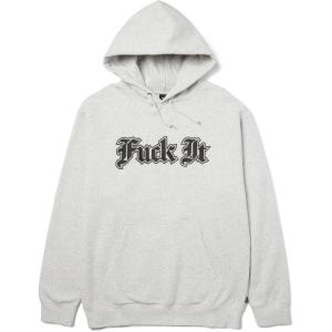 HUF IVES Pullover Hoodie – Men’s Graphic Hoodie with Front Print, Cotton-Blend Fleece Sweatshirt with Kangaroo Pocket(Ash)