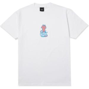 HUF Melt Short Sleeve Tee – Men’s Graphic T-Shirt, 100% Cotton Crewneck with Chest Print, Regular Fit Streetwear Shirt(White)