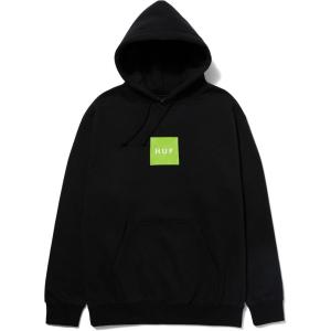 HUF Men’s Box Logo Pullover Hoodie – Classic Cotton Blend Sweatshirt(Black)