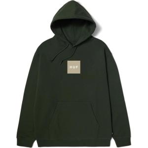 HUF Men’s Box Logo Pullover Hoodie – Classic Cotton Blend Sweatshirt(Hunter Green)