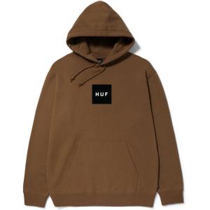 HUF Men’s Box Logo Pullover Hoodie – Classic Cotton Blend Sweatshirt(Mud)