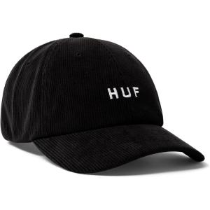 HUF OG Corduroy 6 Panel Curved Visor Hat | Classic Adjustable Hat for Men, Comfortable Streetwear Cap(Black)