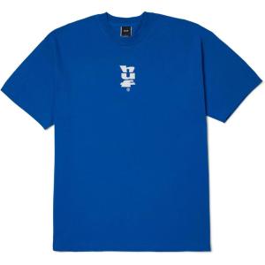 HUF Set MEGABLAST Short Sleeve Tee – Men’s Graphic T-Shirt, Cotton Crewneck with Front & Back Prints, Regular Fit(Cobalt Blue (Small))
