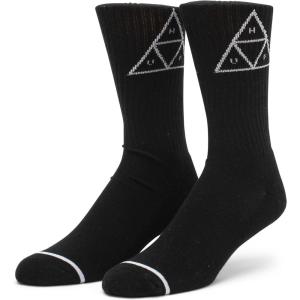 HUF Set Men’s Crew Sock with Triple Triangle Logo – Cotton/Poly Blend(Black)