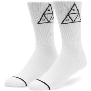 HUF Set Men’s Crew Sock with Triple Triangle Logo – Cotton/Poly Blend(White)