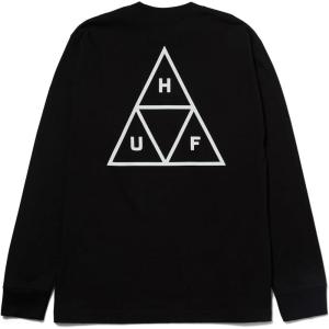 HUF Set Triple Triangle Long Sleeve T-Shirt – 100% Pre-Shrunk Cotton T-Shirt(Black)