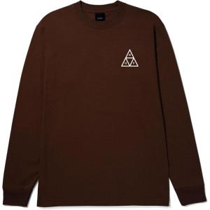 HUF Set Triple Triangle Long Sleeve T-Shirt – 100% Pre-Shrunk Cotton T-Shirt(Espresso)