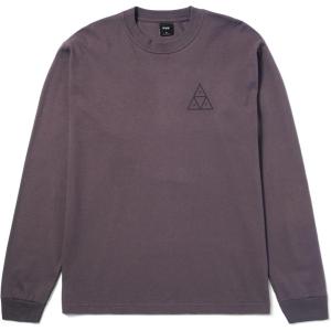 HUF Set Triple Triangle Long Sleeve T-Shirt – 100% Pre-Shrunk Cotton T-Shirt(Light Plum)