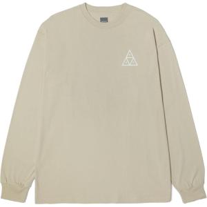 HUF Set Triple Triangle Long Sleeve T-Shirt – 100% Pre-Shrunk Cotton T-Shirt(Stone)