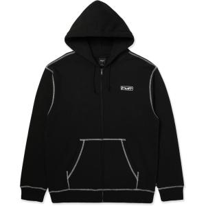 HUF Stretch Full-Zip Hoodie | Comfortable Streetwear Sweatshirt for Casual Wear & Active Lifestyles(Black)