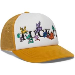 HUF Trip Trucker Hat – Men’s Mesh Trucker Hat with Embroidered Artwork, Snapback Cap, Streetwear Skate Style(Tarragon)