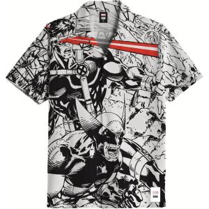 HUF x Marvel X-Men Resort Button Up Hawaiian Shirt(White)