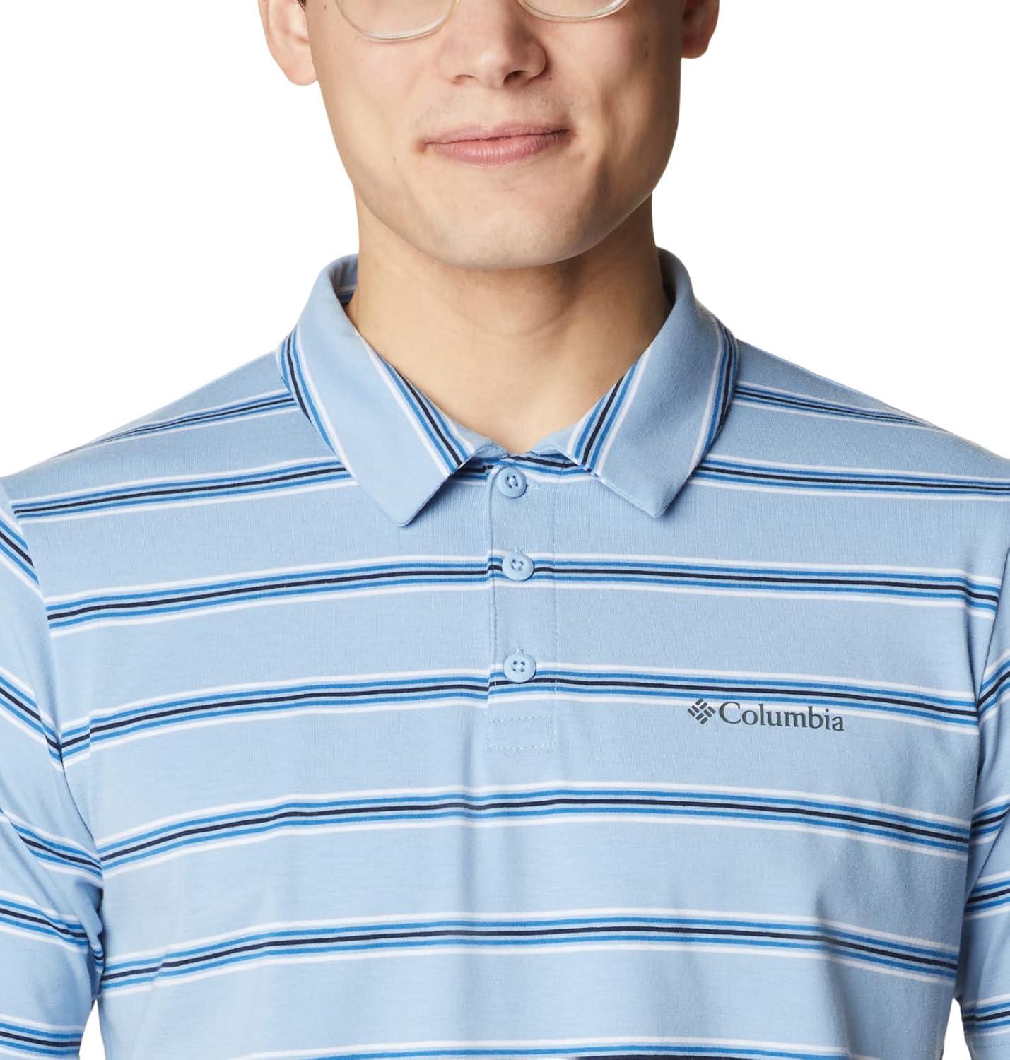 imageColumbia Mens Hike PoloHiking ShirtJet Stream Scattered Stripe